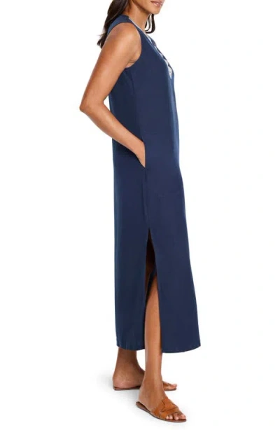 Nic + Zoe Nic+zoe Sunset Soirée Embroidered Linen Blend Sundress In Blue