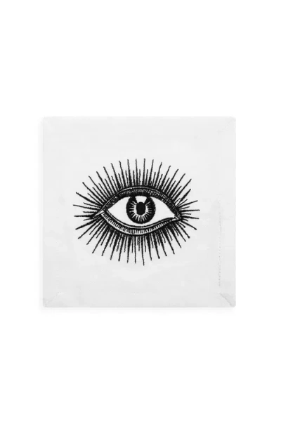 Jonathan Adler Eyes Linen Cocktail Napkins Set Of Four In Multi