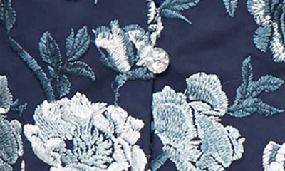Alex Evenings Floral Embroidered Mock Two-piece Gown With Jacket In Blue