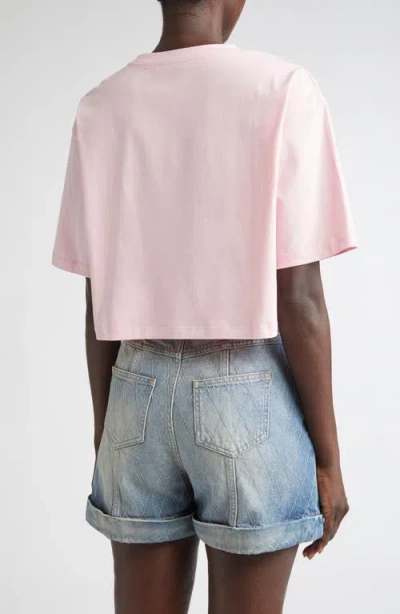 Balmain Women Logo Organic Cotton Cropped T-shirt