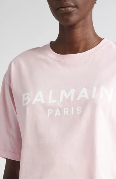 Balmain Women Logo Organic Cotton Cropped T-shirt