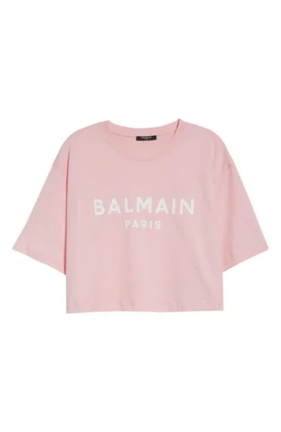 Balmain Women Logo Organic Cotton Cropped T-shirt