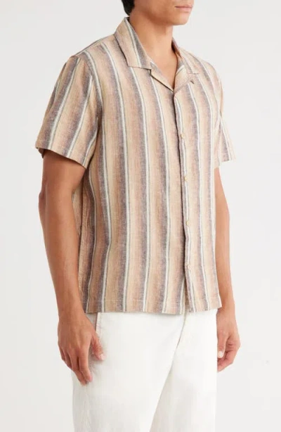 Treasure & Bond Linen & Cotton Camp Shirt In Gray