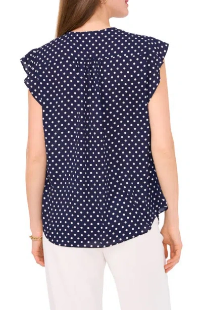 Chaus Print Flutter Sleeve Blouse In Blue