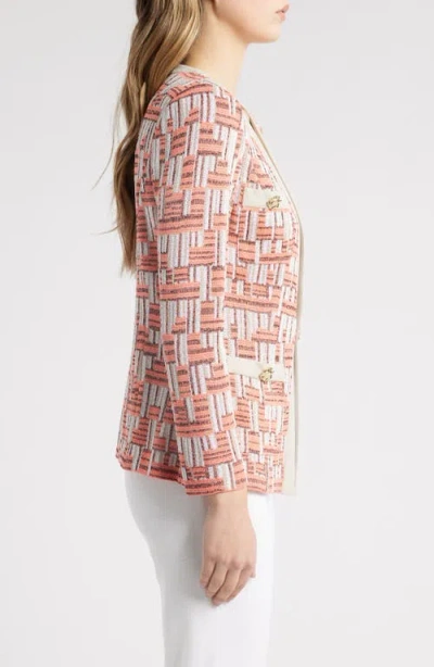 Ming Wang Geo Jacquard Cardigan