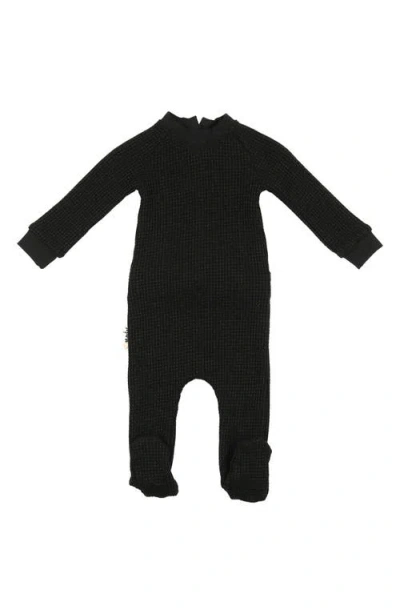 Maniere Manière Shimmer Waffle Knit Footie In Black