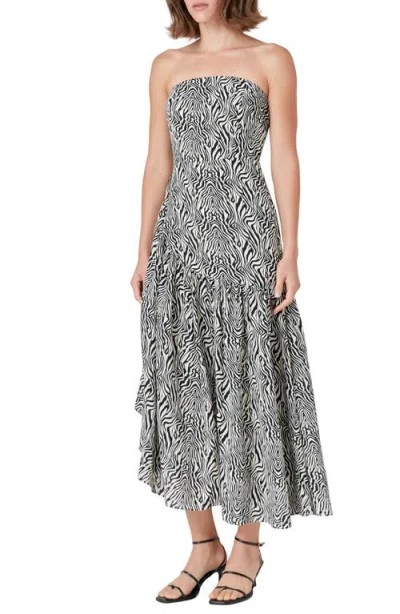 Endless Rose Strapless Asymmetric Hem Cotton Maxi Dress
