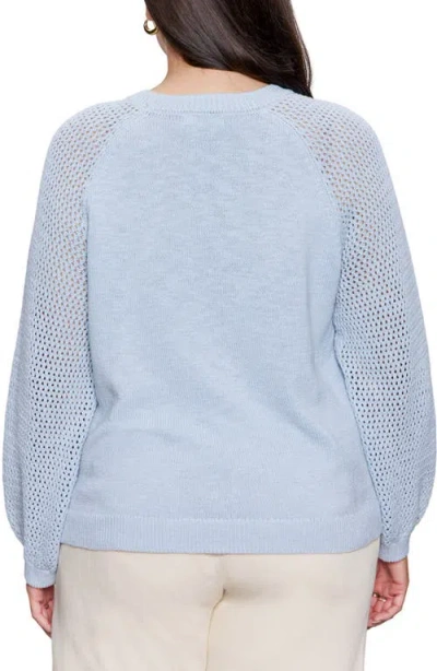 Sanctuary Perfect Moment Mix Stitch Cotton Crewneck Sweater In Blue