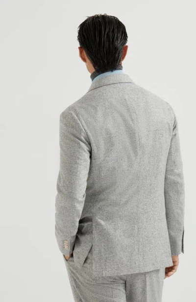 Brunello Cucinelli Prince Of Wales Flannel Blazer In Gray