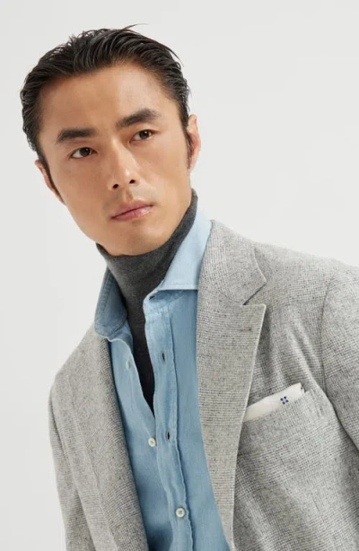 Brunello Cucinelli Prince Of Wales Flannel Blazer In Gray