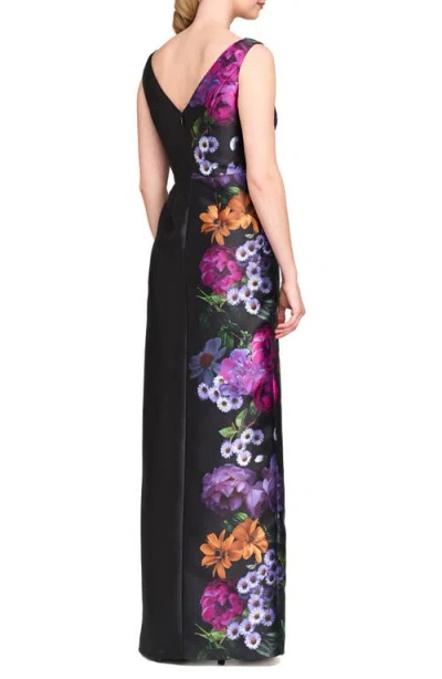 Kay Unger Helene Placed Floral Print Column Gown