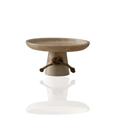 Marleth Neutrals / Brown Beige Marble Pedestal Serving Stand With Rope Accent