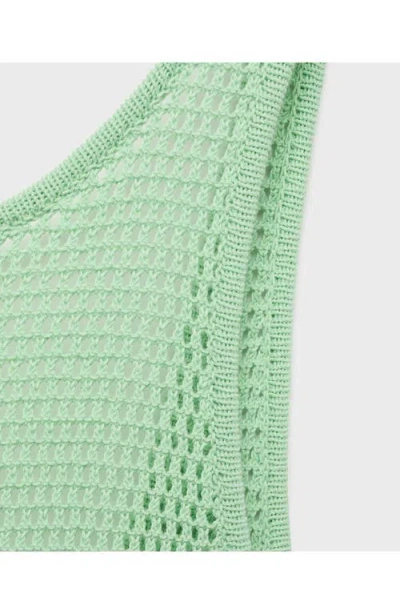 Mango Long Two-tone Crochet Dress Green In Green