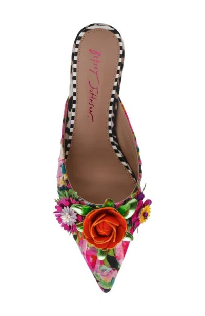 Betsey Johnson Abigayle Kitten Heel Satin Mule