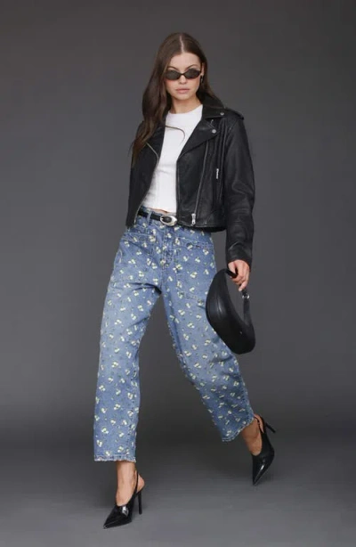 Avec Les Filles Relaxed Tapered Leg Crop Jeans In Blue