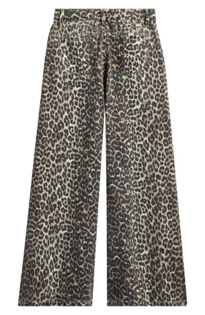 Tractr Kids' Leopard Print Wide Leg Jeans In Animal Print