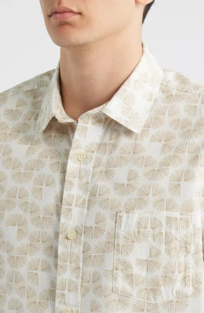 Treasure & Bond Lived In Short Sleeve Poplin Button-up Shirt In Neutral