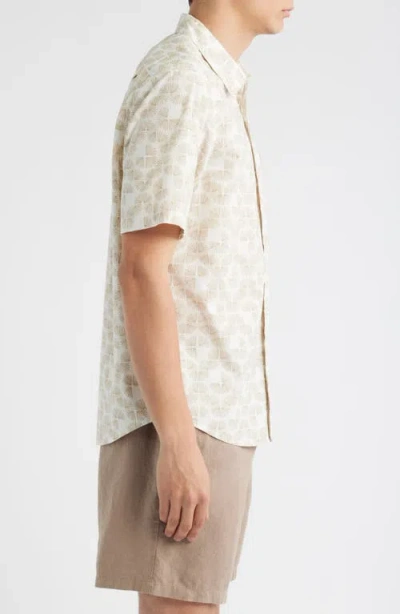 Treasure & Bond Lived In Short Sleeve Poplin Button-up Shirt In Neutral