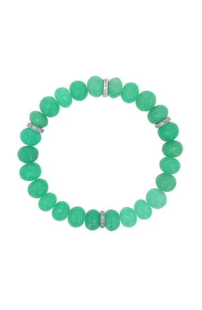 Sheryl Lowe Chrysoprase 9mm Bead Bracelet With 3 Diamond Rondelles