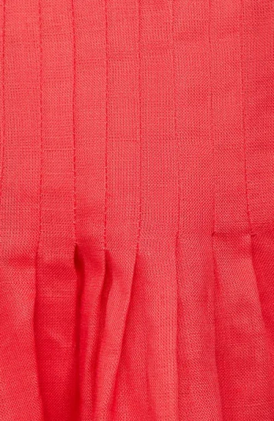 Mango Pleated Ramie Midi Skirt In Red