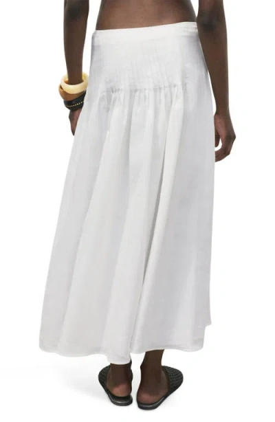 Mango Pleated Ramie Midi Skirt In White