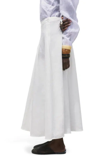 Mango Pleated Ramie Midi Skirt In White