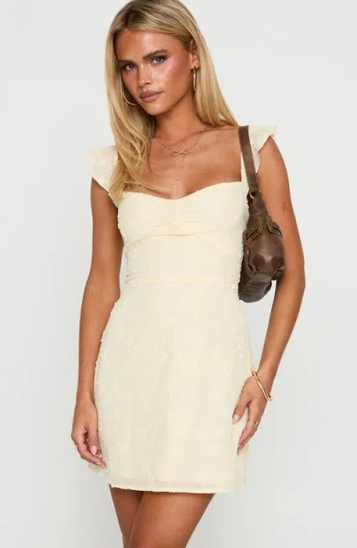 Princess Polly Alanah Embroidered Cotton Minidress In Neutral