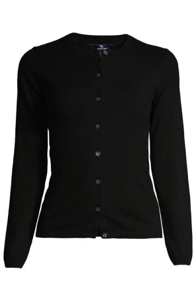 Lands' End Cashmere Cardigan Sweater In Black