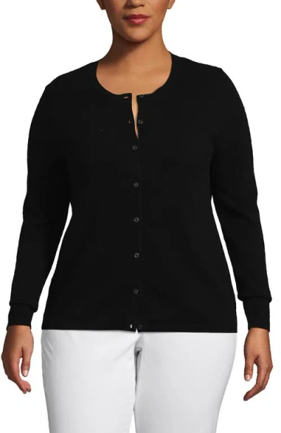 Lands' End Cashmere Cardigan Sweater In Black