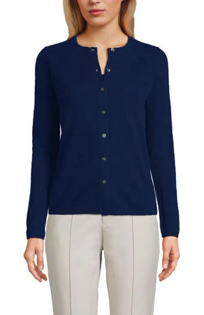 Lands' End Cashmere Cardigan Sweater In Blue
