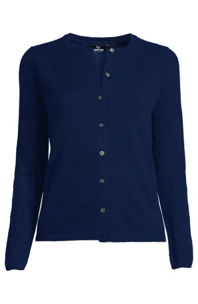 Lands' End Cashmere Cardigan Sweater In Blue
