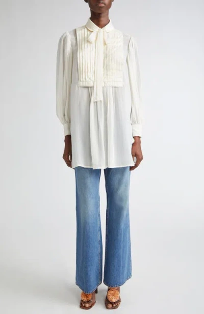 Ulla Johnson Adelaide Bib Pleat Silk Tunic Top