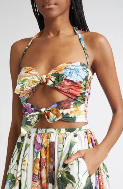 Dolce & Gabbana Dolce&gabbana Floral Bow Cutout Halter Top