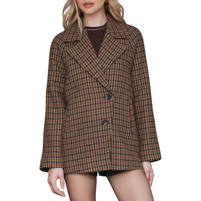 Avec Les Filles Plaid Raglan Sleeve Short Coat