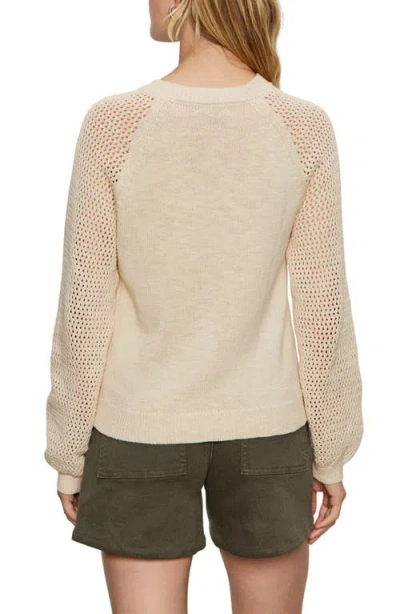 Sanctuary Perfect Moment Mix Stitch Cotton Crewneck Sweater In Nude
