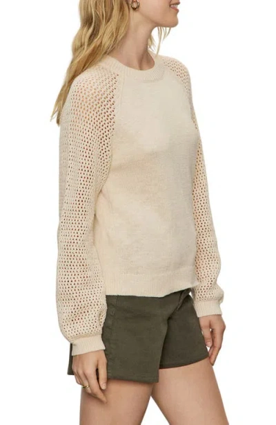 Sanctuary Perfect Moment Mix Stitch Cotton Crewneck Sweater In Nude