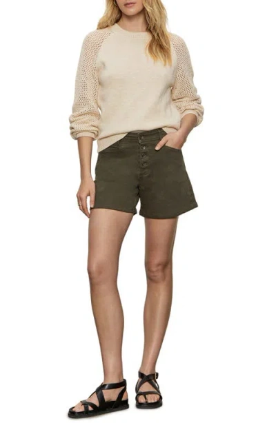 Sanctuary Perfect Moment Mix Stitch Cotton Crewneck Sweater In Nude