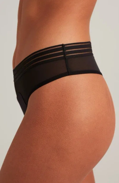 Saalt Period & Leakproof Light Absorbency Mesh Thong In Black