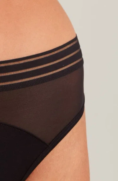 Saalt Period & Leakproof Light Absorbency Mesh Thong In Black