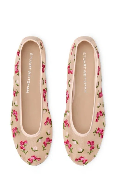 Stuart Weitzman Bareitall Flower Embroidered Ballet Flat