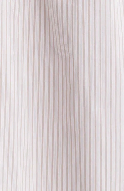 Charles Henry Stripe Ruched Waist Cotton Blend Midi Dress In Neutral