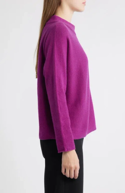 Eileen Fisher Dolman Sleeve Mock Neck Sweater In Purple
