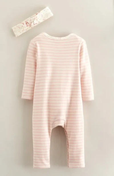 Nordstrom Appliqué Romper & Bow Headband Set In Pink