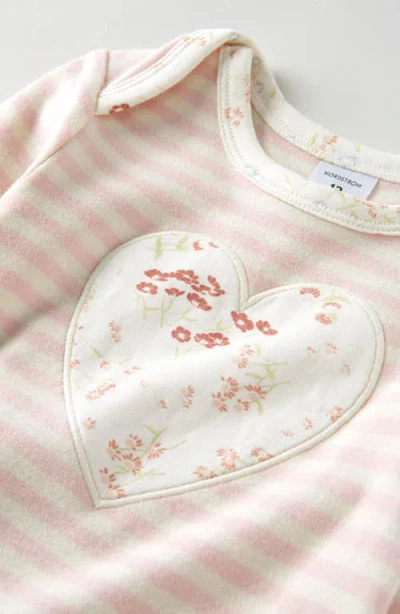 Nordstrom Appliqué Romper & Bow Headband Set In Pink