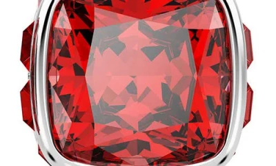 Swarovski Birthstone Pierced Earrings Studs Jul Rhodium Shiny Red In Metallic