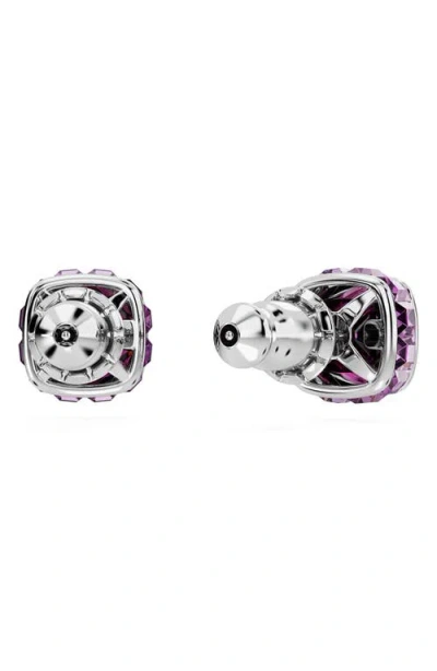 Swarovski Birthstone Pierced Earrings Studs Feb Rhodium Shiny Purple In Metallic