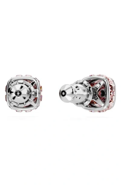 Swarovski Birthstone Pierced Earrings Studs Jun Rhodium Shiny Pink In Metallic
