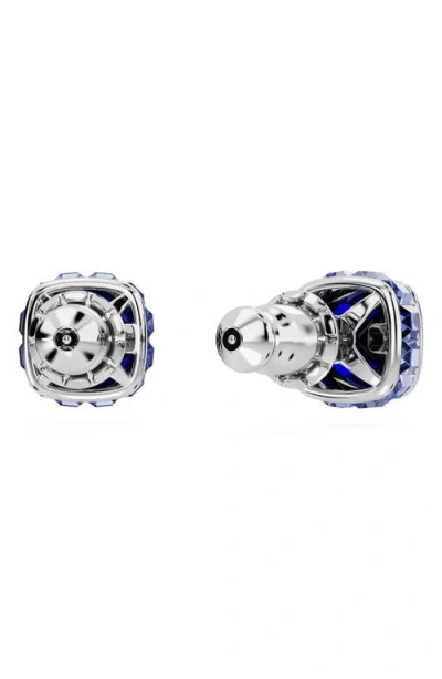 Swarovski Rhodium Plated Square Cut Color Birthstone Stud Earrings