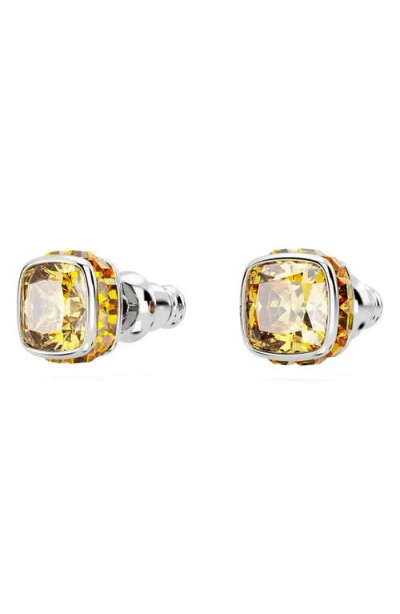 Swarovski Square Cut Birthstone Crystal Stud Earrings In Yellow