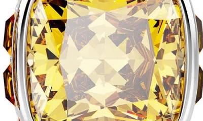 Swarovski Square Cut Birthstone Crystal Stud Earrings In Yellow